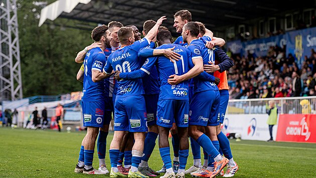 Fotbalist&eacute; Artisu Brno slav&iacute; g&oacute;l v z&aacute;pase s Opavou.