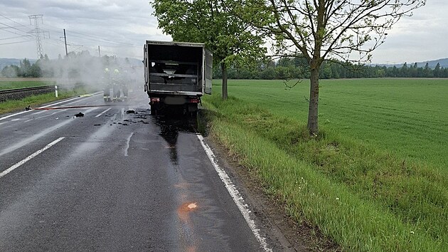 Pož&aacute;r dod&aacute;vky u Postřelmova na &Scaron;umpersku (14. května 2026)