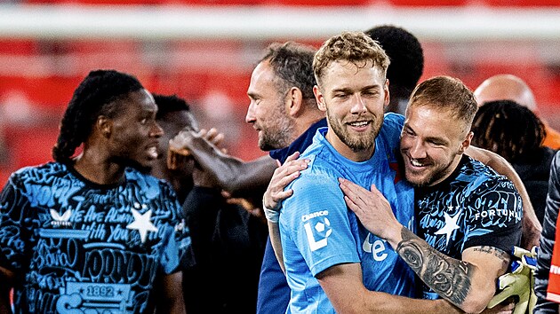 Titulov&aacute; radost fotbalov&eacute; Slavie.