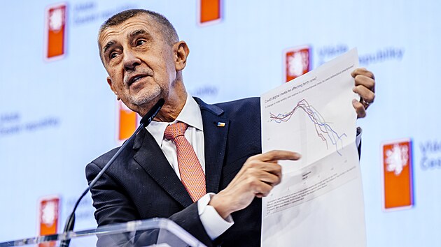 Tisková konference po jednání vlády. Na snímku premiér Andrej Babiš (ANO). (18. května 2026)