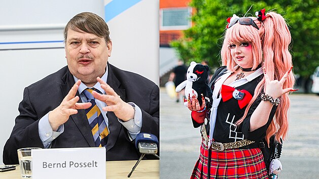 Před&aacute;k sudetsk&yacute;ch Němců Bernd Posselt a &uacute;častnice Animefestu