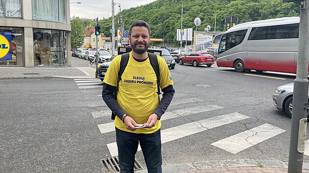 Ondřej Prokop zahajuj&iacute;c&iacute; kampaň hnut&iacute; ANO do pražsk&yacute;ch komun&aacute;ln&iacute;ch voleb. (11. května 2026)