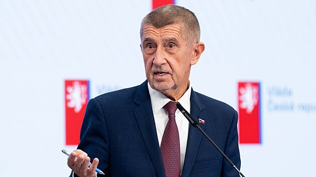 Premiér Andrej Babiš na tiskové konferenci vlády. (8. června 2026)