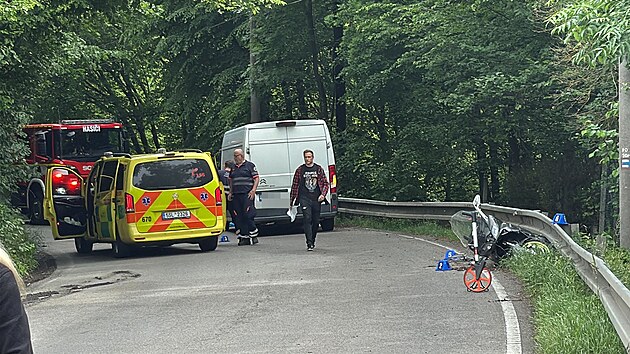 Srážka motorkáře s dodávkou v obci Psáry. (3. června 2026)