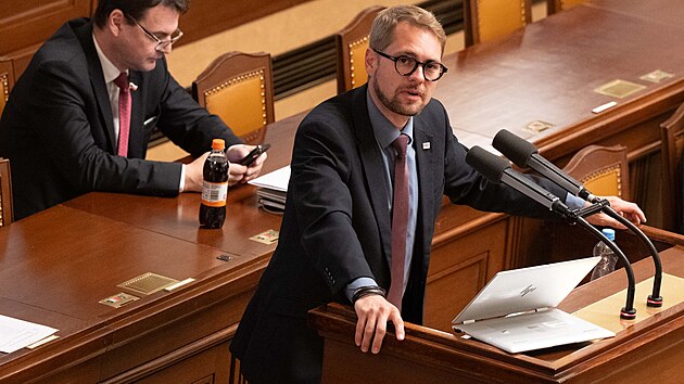 Mimořádná schůze Sněmovny k možnému střetu zájmů premiéra Andreje Babiše. Na snímku Matěj Ondřej Havel (11. června 2026)