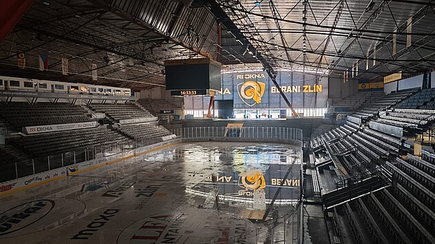 Zlínský hokejový stadion Luďka Čajky potřebuje rekonstrukci. (červen 2026)