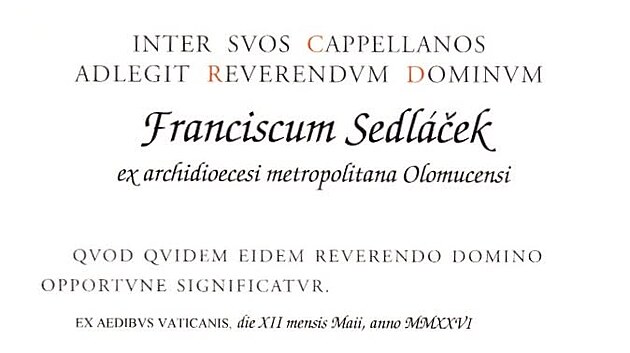 Otec František Sedláček ze Štípy dostal od papeže významný titul monsignor. (červen 2026)