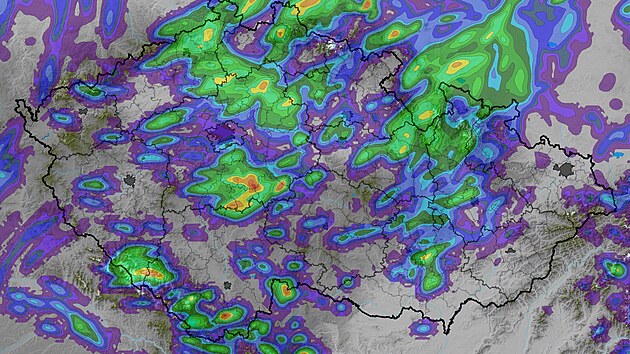 Předpověď úhrnu srážek v Česku za sobotu 20. června 2026
