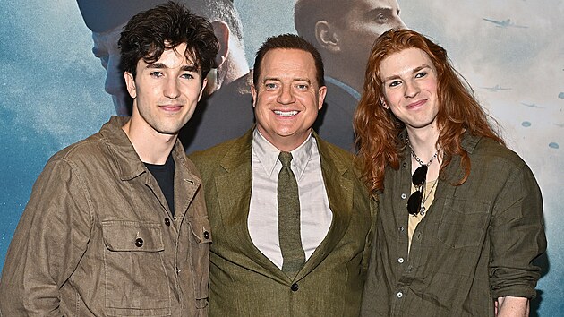 Brendan Fraser a jeho synov&eacute; Holden a Leland v New Yorku na premi&eacute;ře filmu Pressure (26. května 2026)