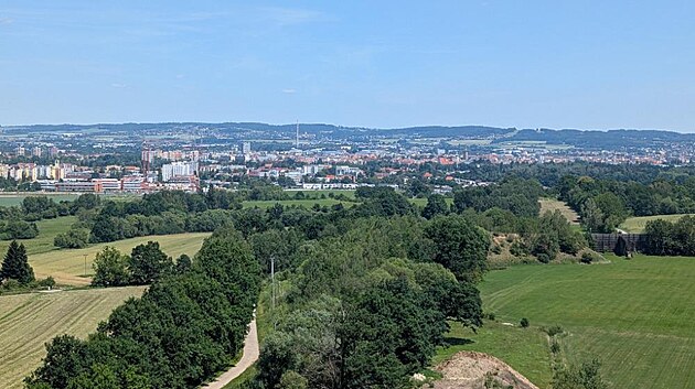 Výhled z vodojemu na České Budějovice.