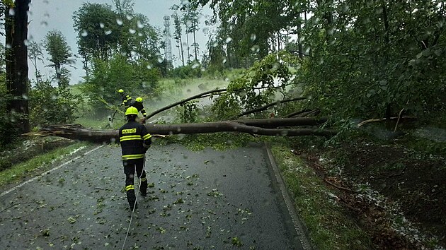 Následky bouřek, které se v pondělí odpoledne prohnaly západní částí Vysočiny. Hasiči v té souvislosti napočítali více než 180 výjezdů. (29. června 2026)