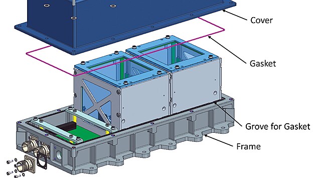 Vizualizace zařízení IOSLAB vyvíjené společnosti S.A.B. Aerospace s.r.o. určený k realizaci náročných biologických experimentů na oběžné dráze. (8. července 2026)