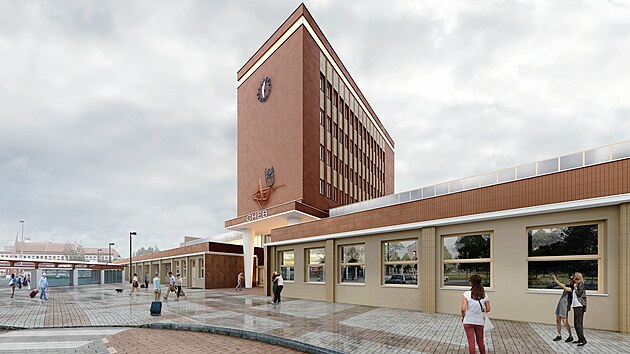 Vizualizace podoby chebsk&eacute;ho n&aacute;draž&iacute; tak, jak bude vypadat po dvoulet&eacute; rekonstrukci.