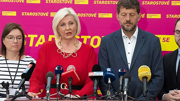Jednání Poslanecké sněmovny. Tisková konference Starostové. Na snímku Věra Kovářová. (14. července 2026)