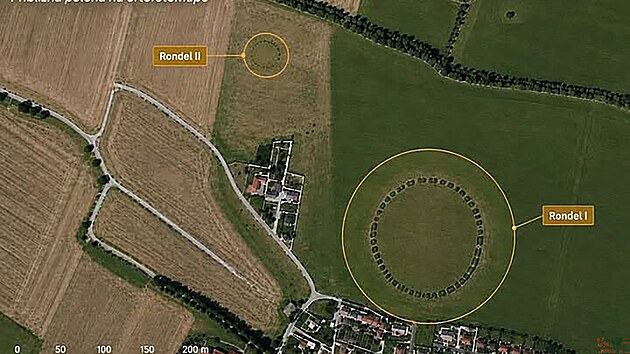 Přibližn&aacute; poloha kuklensk&yacute;ch pravěk&yacute;ch rondelů.