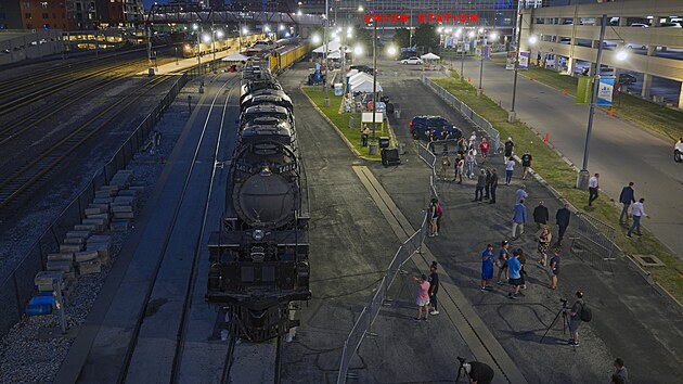 Lokomotiva Big Boy 4014 společnosti Union Pacific na nádraží Union Station v Missouri (22. července 2026)