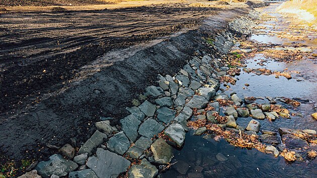 Rozvolněné koryto řeky Lomné v Beskydech s balvanitými skluzy umožní rybám volný pohyb a zároveň lépe chrání údolí před povodněmi. Nová tůň navíc vytváří přirozený úkryt pro vodní živočichy i v období sucha.