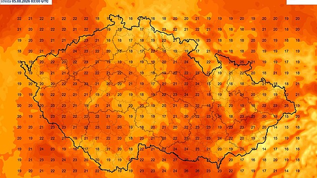 Noc na středu 5. srpna byla v Česku opět tropická, teploty na mnoha místech neklesly pod 20 stupňů.