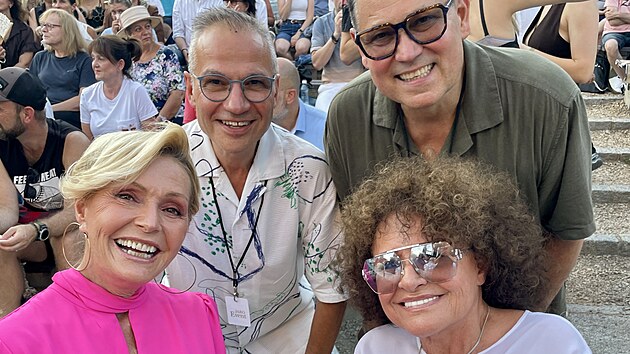 Helena Vondráčková, Janis Sidovský, Pavel Vítek a Jitka Zelenková na koncertě Diany Ross v Plzni (29. července 2026)