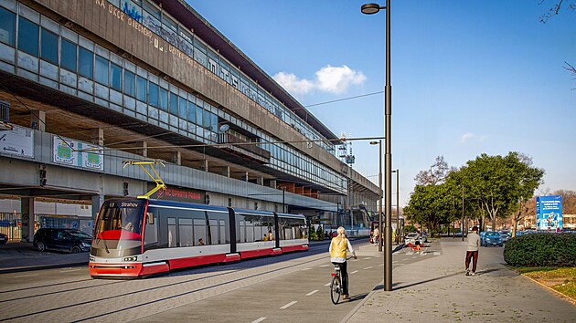 Vizualizace nové tramvajové zastávky Koleje Strahov.