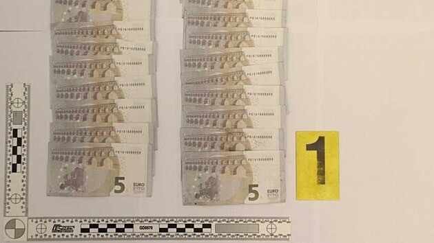 Kriminalisté odhalili skupinu podvodníků, která v Ostravě zkoušela dát do oběhu přes devadesát kusů padělaných pětieurových bankovek se stejným sériovým číslem (srpen 2026)