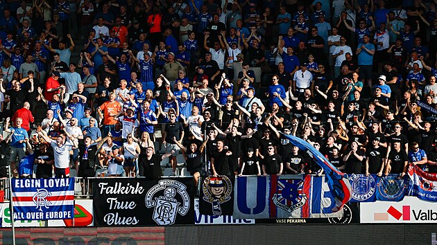 Fanoušci Glasgow Rangers během utkání v Jablonci.
