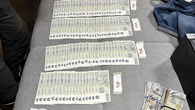 Při domovní prohlídce policisté našli finanční prostředky v různých měnách o celkové hodnotě přesahující v přepočtu více než 600 tisíc korun.