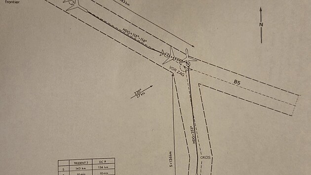 Půdorys srážky byl součástí přílohy vyšetřovací zprávy, Accident report 9/82.