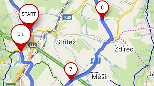 Detail mapy vyznačené trasy letošní spanilé jízdy tahačů, která v sobotu dopoledne prověří stroje a potěší fanoušky v širokém okolí.