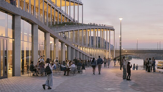 Vizualizace Vltavsk&eacute; filharmonie zvenku.