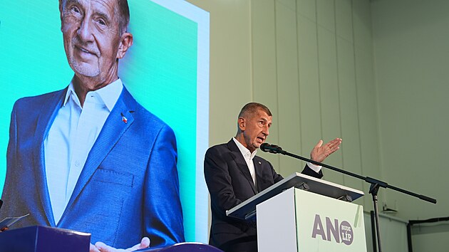 Zahájení hlavní fáze kampaně hnutí ANO ke komunálním a senátním volbám. Na snímku premiér Andrej Babiš (ANO). (7. září 2026)