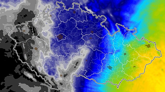 Mapa s předpovědí slunečního svitu ve středu 9. září 2026