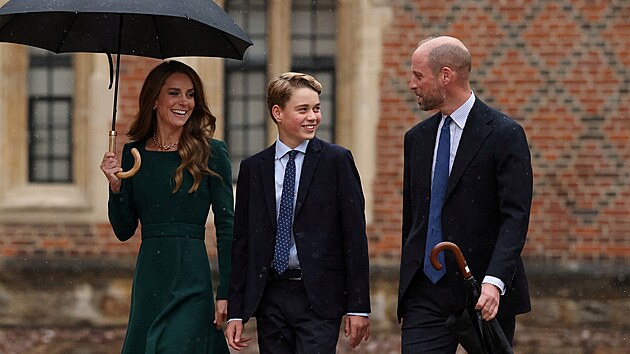 Princezna Kate, princ George a princ William v prvn&iacute; &scaron;koln&iacute; den na Eton College (8. z&aacute;ř&iacute; 2026)