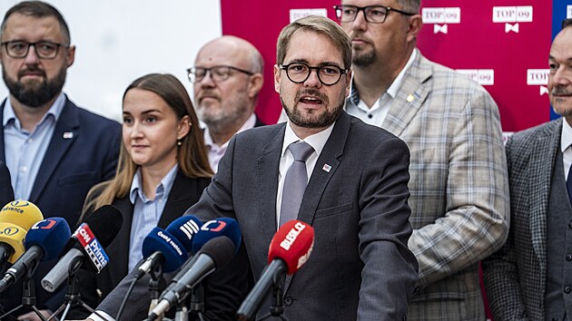 Předseda TOP 09 Matěj Ondřej Havel při zahájení horké fáze kampaně strany před senátními volbami.