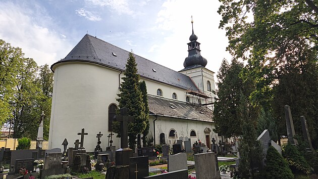 Kostel sv. Jiljí s novou břidlicovou střechou