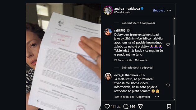Herečka Andrea Růžičkov&aacute; označila soukromou společnost Českou komoru živnostn&iacute;ků za podvodnou katalogovou firmu a uvedla, že sama naletěla jej&iacute;m praktik&aacute;m. (z&aacute;ř&iacute; 2026)