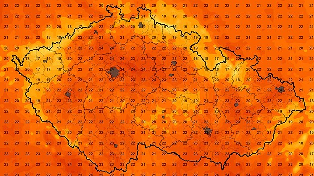 Mapa s předpověd&iacute; teplot ve středu 30. z&aacute;ř&iacute; 2026