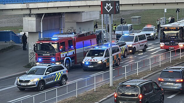 Nehoda autobusu MHD a chodce v Opatovské ulici v Praze (7. října 2026)