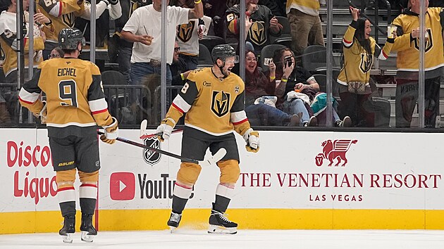 Tomáš Hertl z Vegas slaví gól proti Anaheimu.