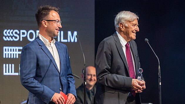 &Scaron;&eacute;fredaktor Primy Sport Pavel Skořepa a b&yacute;val&yacute; tenista Jan Kode&scaron; v Liberci (3. ř&iacute;jna 2026)