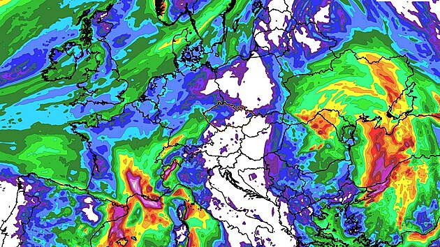 Předpověď německého modelu ICON do pondělí 19. října z níž je patrné, že většině Česka se srážky vyhnou. I na západě území, kde by mělo pršet, spadne jen málo vody.