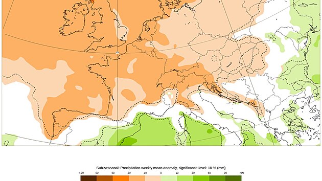 Podprůměr čekají meteorologové dle mapy ECMWF i v příštím týdnu.