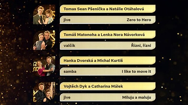 Třetí taneční večer StarDance a rozpis tanců z filkmů a pohádek (24. října 2026)