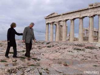 Clinton a Chelsea ped Akropolí