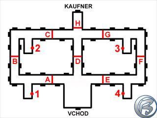 Mapa chodeb v Kaufnerov dom