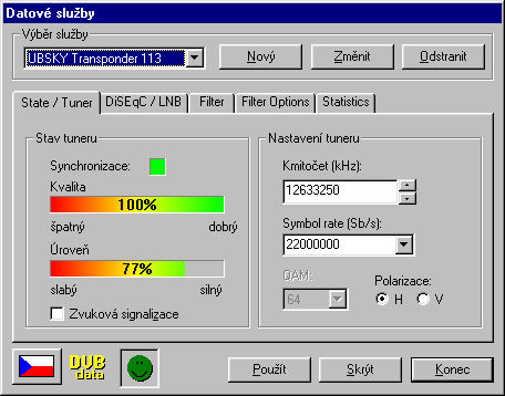 Program pro pjem dat ze satelitu