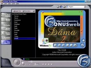 Nov Windows Media Player, v prav sti lze vidt jeden z monch skin