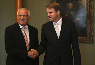 Prezident Václav Klaus s éfem Zelených Martinem Bursíkem. 