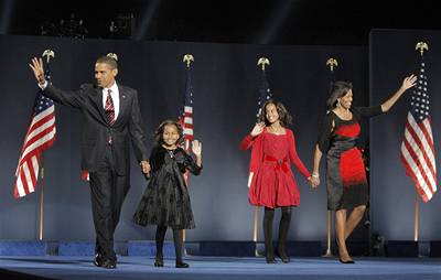 Barack Obama, dcery Sasha a Malia a manelka Michelle