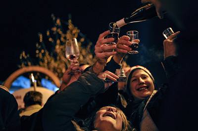 Oslavy mladého vína v obci Beaujeu na jihovýchod Francie.